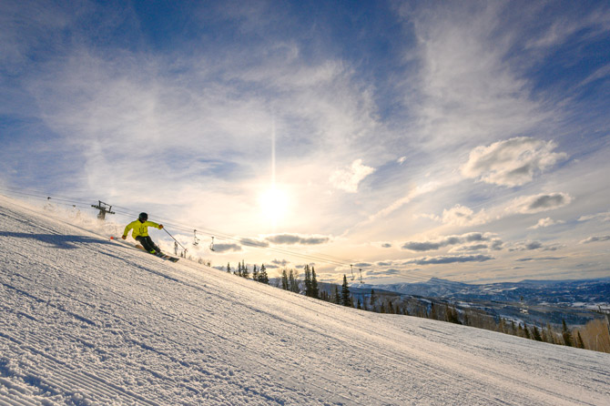 Aspen Snowmass Abfahrt Sonnenuntergang