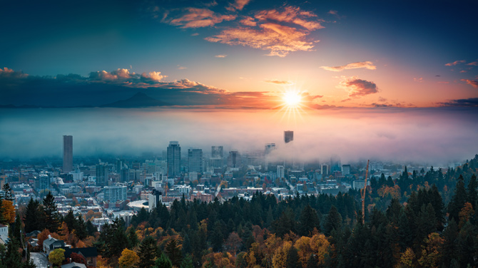 Ausblick auf Portland Downtown