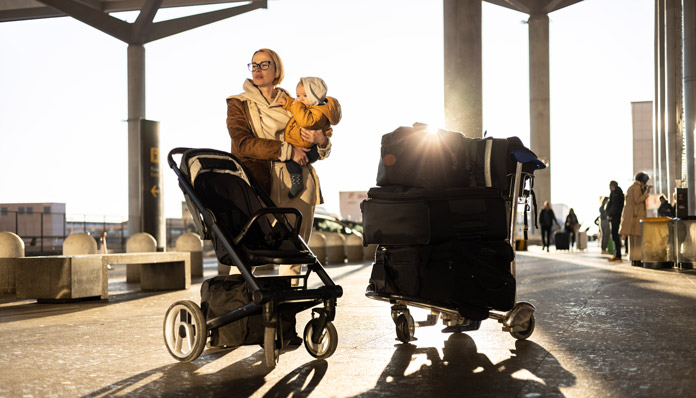 Fliegen mit Baby Gepäck